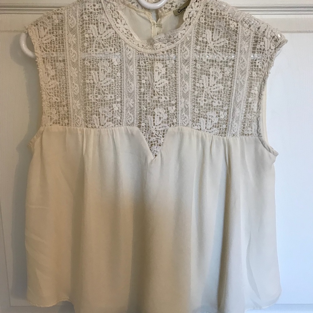 Cream Sleeveless Crop Top - Size Large